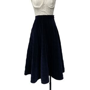 Vintage Alex Colman Womens Black Velvet Quilted 50s Circle Skirt